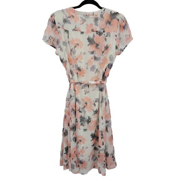 Womens JBS Dress Cottagecore Sheer Pleated Button Down Tie Waist Floral Sz 10 - Picture 2 of 4